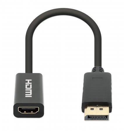 Manhattan DisplayPort 1.2 to HDMI Active Adapter, 4K@60Hz, 15cm, Male to Female, DP With Latch, Black, Not Bi-Directional, Three Year Warranty, Polybag Manhattan DisplayPort 1.2 to HDMI Active Adapter, 4K@60Hz, 15cm, Male to Female, DP With Latch, Black, Not Bi-Directional, Three Year Warranty, Polybag